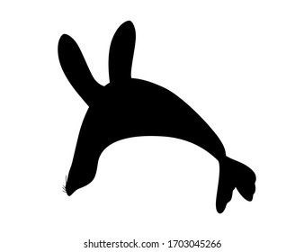 Black silhouette cute seal cartoon animal design flat vector illustration isolated on white background