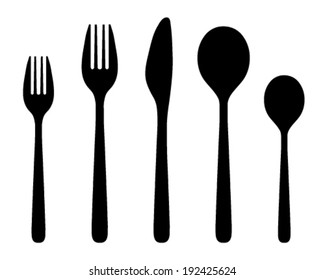 Black silhouette of cutlery, vector