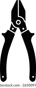 A black silhouette of cutting pliers is isolated on a white background.