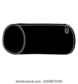 Black silhouette of cylinder pencil case, glyph icon flat vector