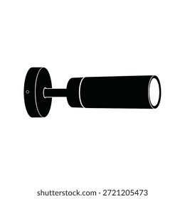 Black silhouette of a cylindrical wall light fixture on a white background