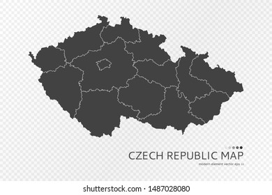 Black silhouette of Czech Republic map on transparent background. EPS10 vector file organized in layers for easy editing.