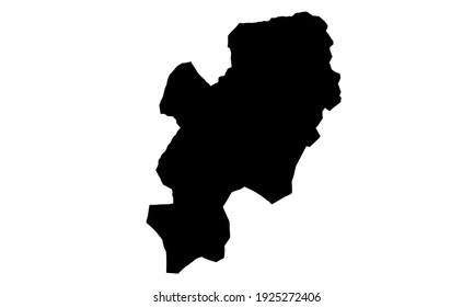 black silhouette of daegu city map in south korea on white background