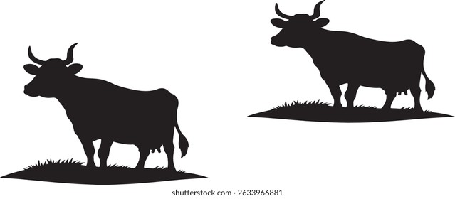 Black silhouette of a dairy cow vector illustration