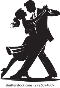 uma silhueta preta de um casal dançante em uma pose dinâmica profissional de alta qualidade detalhada moderna elegante elegante elegante limpo nítido vibrante