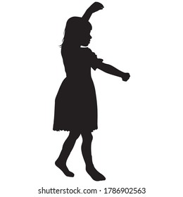 black silhouette of a dancing girl in a dress on a white background for your design