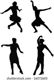 black silhouette dancing woman in miscellaneous pose