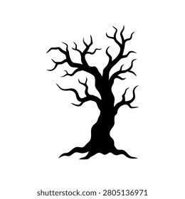 Black silhouette of a dead tree