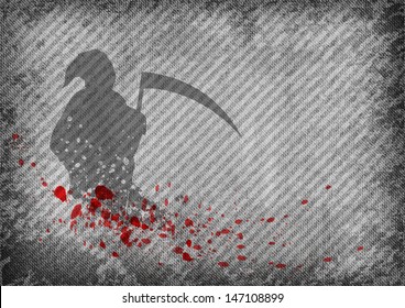 black silhouette of death on the texture