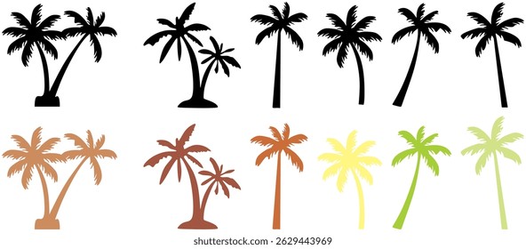Black silhouette of deciduous tree icon isolated on white background. illustration, sign, symbol, clip art, pictogram for design