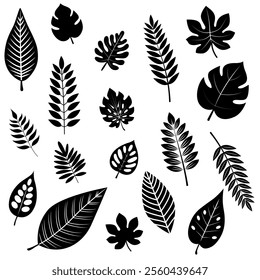 Black Silhouette Decorative Leaf Set