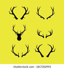 black silhouette deer antler pattern