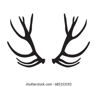 Black Silhouette Deer Antlers Stock Vector (Royalty Free) 685153192 ...