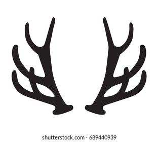 Black Silhouette Deer Antlers Vector Illustration Stock Vector (Royalty ...