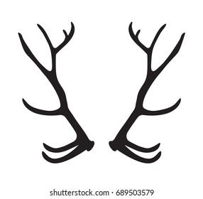 black silhouette of deer antlers- vector illustration