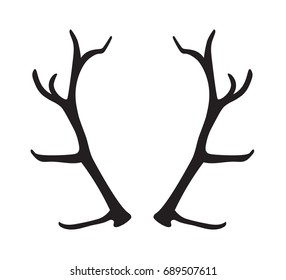 black silhouette of deer antlers- vector illustration