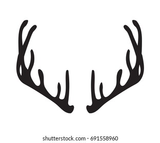 black silhouette of deer antlers- vector illustration