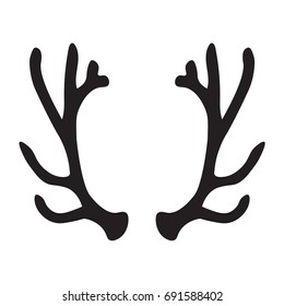 black silhouette of deer antlers- vector illustration

