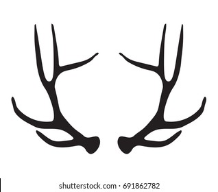 black silhouette of deer antlers- vector illustration