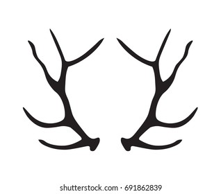 black silhouette of deer antlers- vector illustration