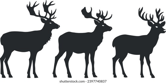 black silhouette of deer or elk without background