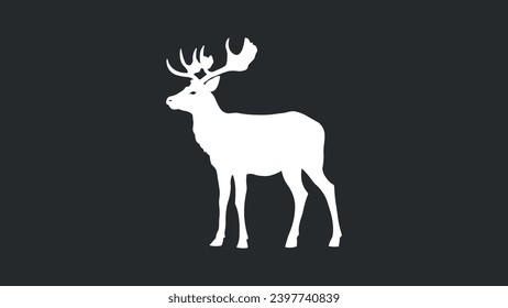 black silhouette of deer or elk without background