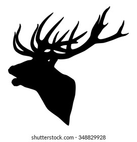 Black silhouette of a deer head and antlers