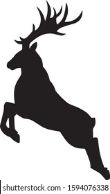 black silhouette of deer on white background