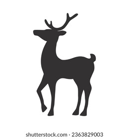 Black silhouette of a deer on a white background. Icon for your design. Vector illustration.