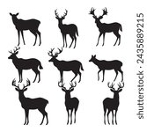 A black silhouette Deer set 
