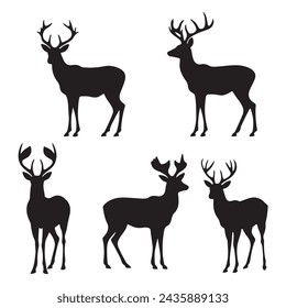 A black silhouette Deer set 
