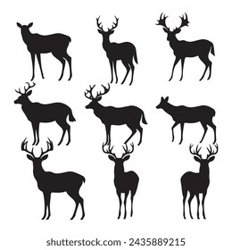 A black silhouette Deer set 
