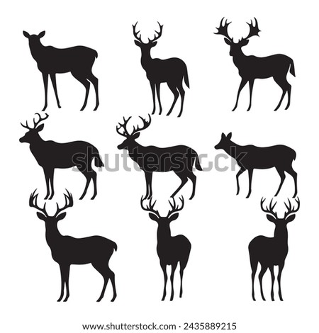 A black silhouette Deer set 
