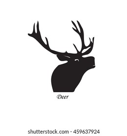 Black silhouette of a deer. Vector illustration on isolated background.