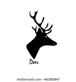 Black silhouette of a deer. Vector illustration on isolated background