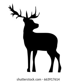 Black silhouette of deer. Vector illustration