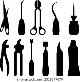 Black silhouette of Dental teeth icons . Dental teeth silhouette