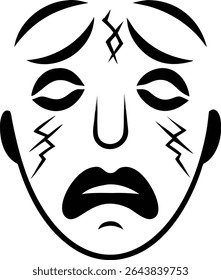 Black silhouette depicting a sad face expressing emotional pain and distress