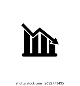 Black silhouette of a descending graph with arrow for business decline concepts