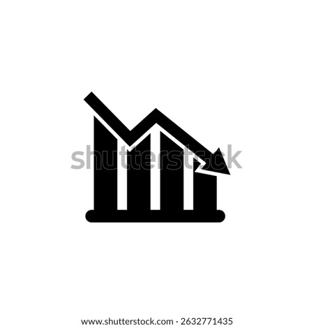 Black silhouette of a descending graph with arrow for business decline concepts