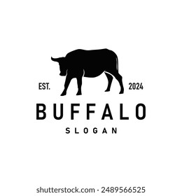 black silhouette design of agricultural and livestock animal buffalo logo simple minimalist illustration template