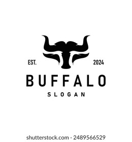 black silhouette design of agricultural and livestock animal buffalo logo simple minimalist illustration template