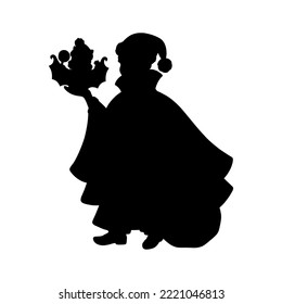 Black silhouette. Design element. Vector illustration isolated on white background. Template for books, stickers, posters, cards, clothes.