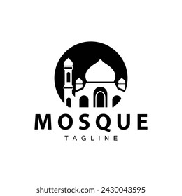 Black silhouette design of Islamic place of worship simple modern minimalist mosque logo template