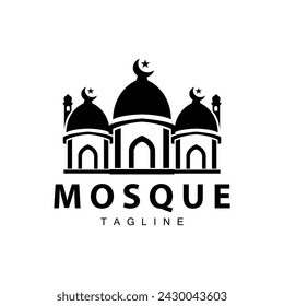 Black silhouette design of Islamic place of worship simple modern minimalist mosque logo template
