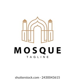 Black silhouette design of Islamic place of worship simple modern minimalist mosque logo template