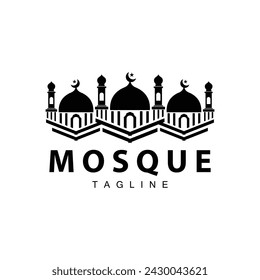 Black silhouette design of Islamic place of worship simple modern minimalist mosque logo template
