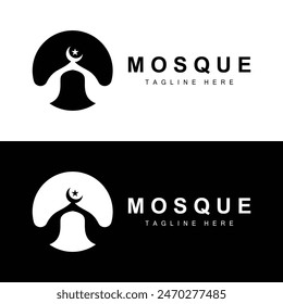Black silhouette design of Islamic place of worship simple modern minimalist mosque logo template