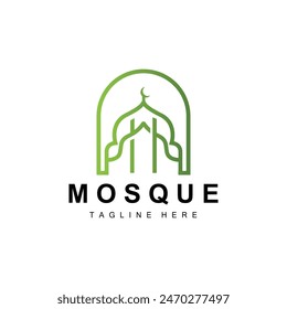 Black silhouette design of Islamic place of worship simple modern minimalist mosque logo template