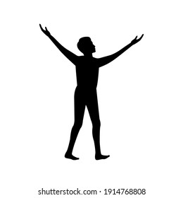 black silhouette design with isolated white background of man being hopeful,vector illstration